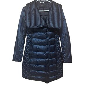 Cole Haan Black Puffer Jacket Small Detachable Hood Winter Coat Womens Classic!!
